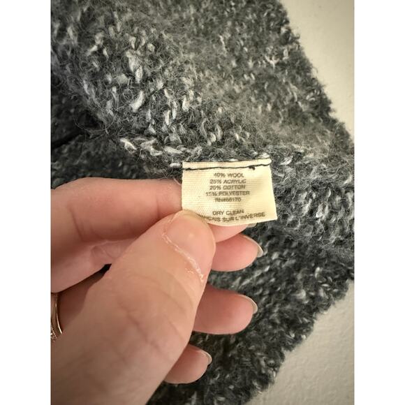 Anthropologie Sparrow Black Velvet Corduroy Trim Elbow Patch Gray Wool Cardigan - Picture 4 of 6